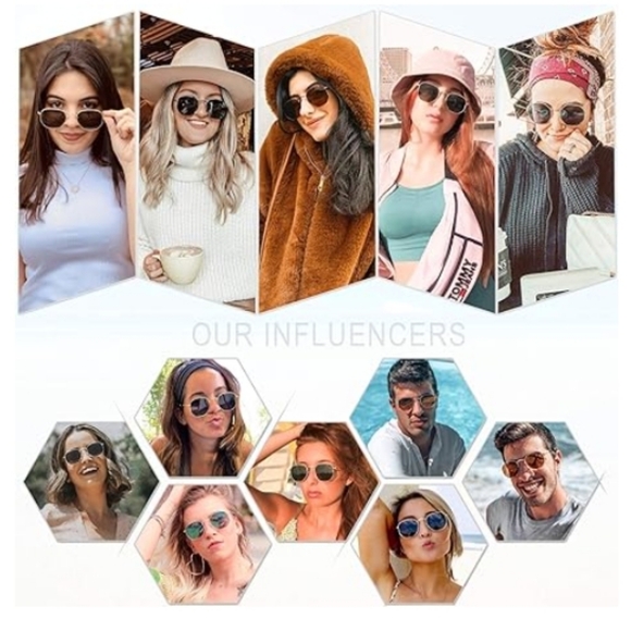 Polarized Hexagonal Sunglasses Polygon Shades SJ1072 Blue - Picture 3 of 5